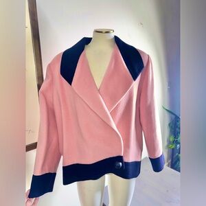 Lanvin Wool Coat Pink With Black Trim